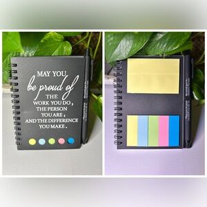 Notebook with Sticky Notes and Pen